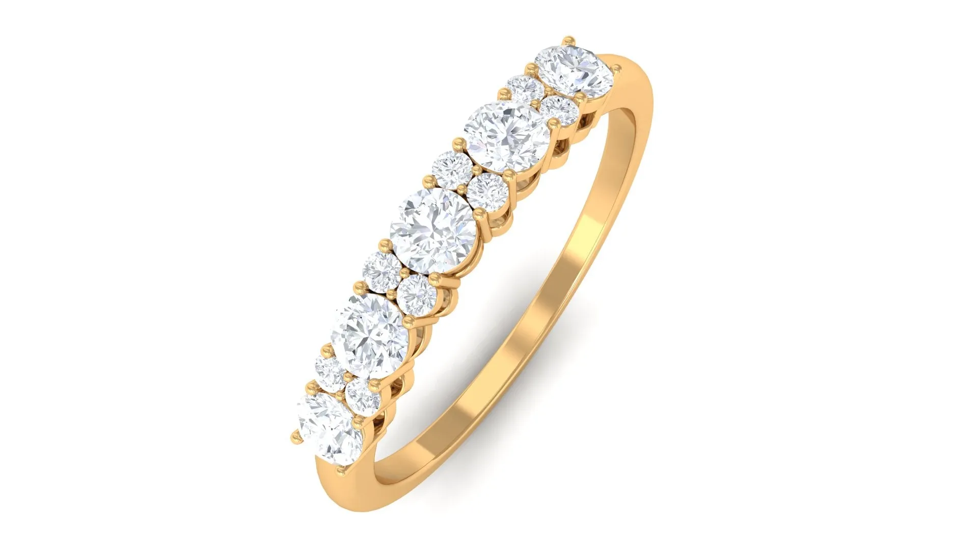 Minimal Round Moissanite Simple Half Eternity Ring