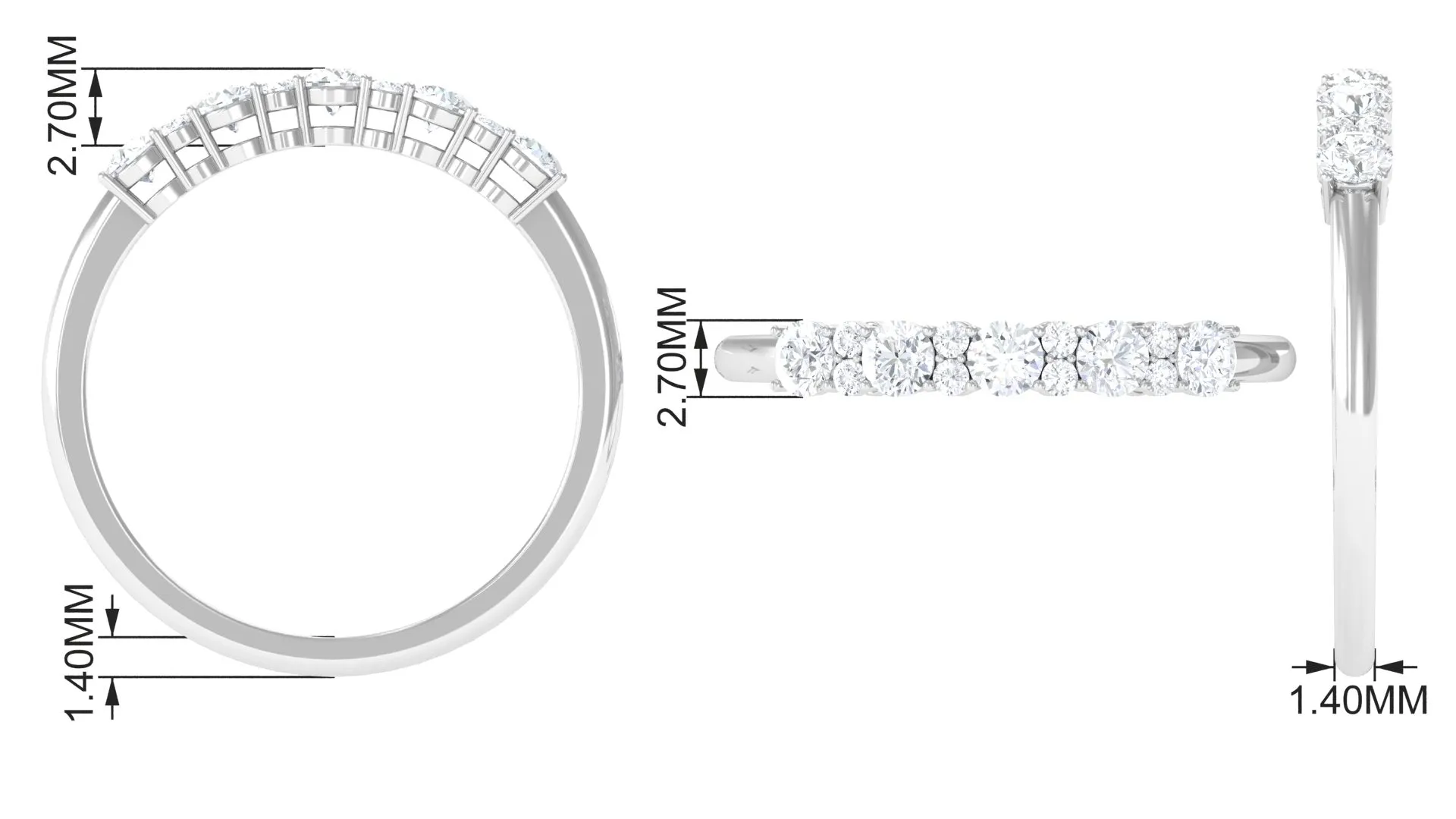 Minimal Round Moissanite Simple Half Eternity Ring