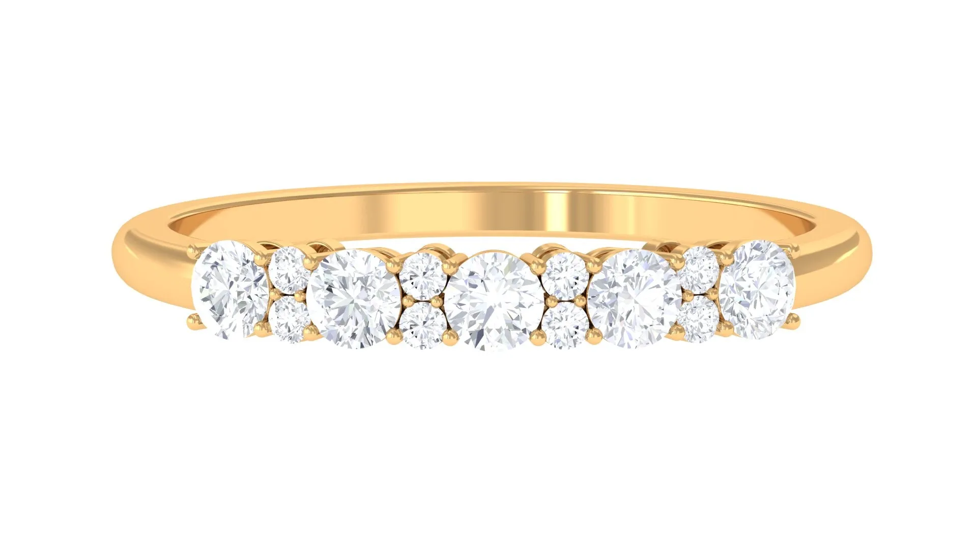 Minimal Round Moissanite Simple Half Eternity Ring