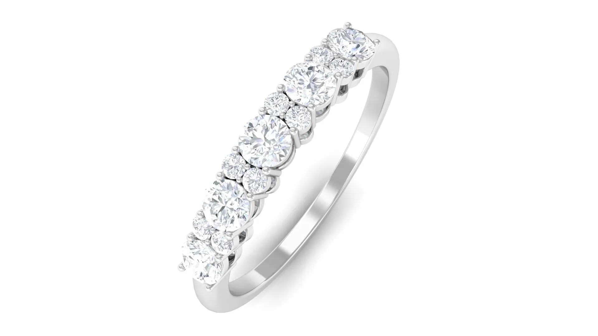 Minimal Round Moissanite Simple Half Eternity Ring