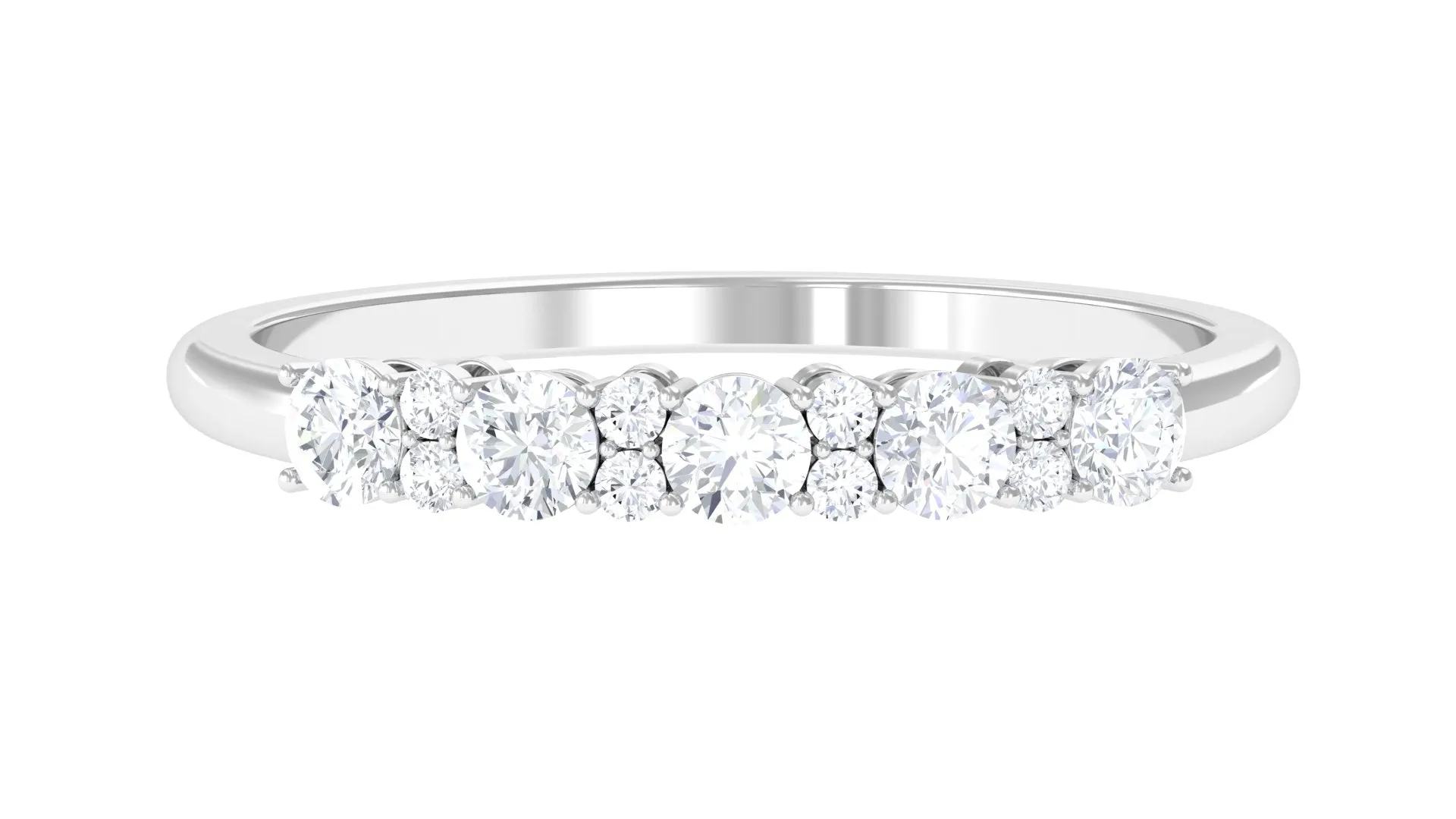 Minimal Round Moissanite Simple Half Eternity Ring