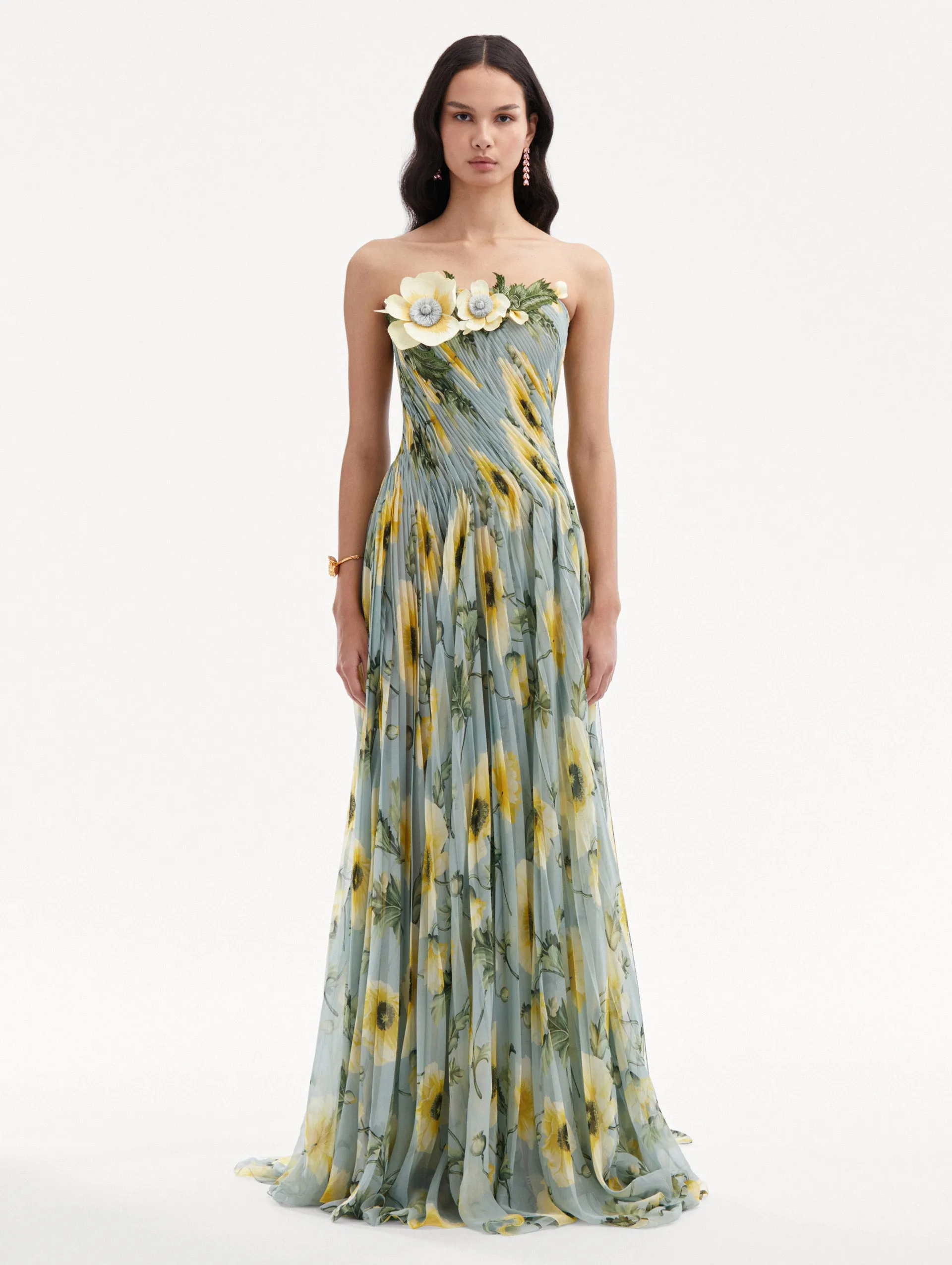 Poppy Threadwork Chiffon Gown