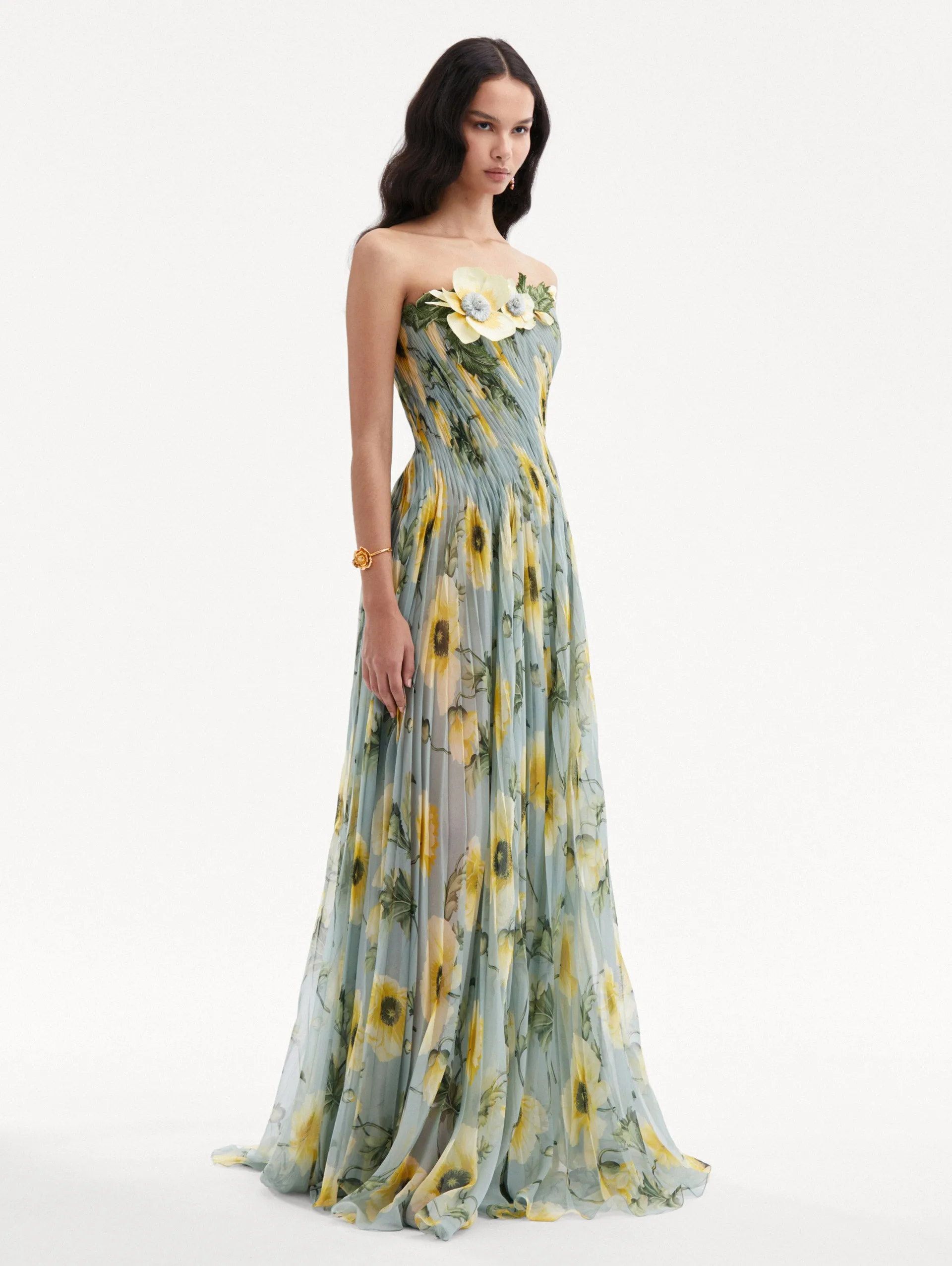 Poppy Threadwork Chiffon Gown