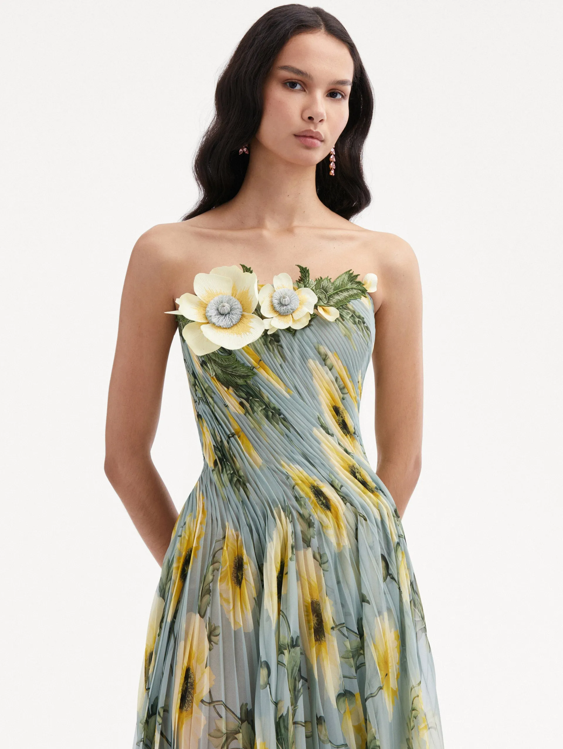 Poppy Threadwork Chiffon Gown