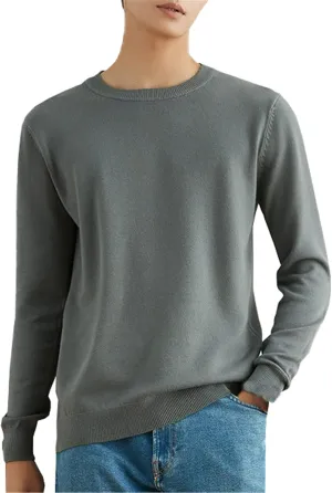 QZH.DUAO Men's Casual Knitted V Neck/Crew Neck Long-Sleeve Pullover Sweaters