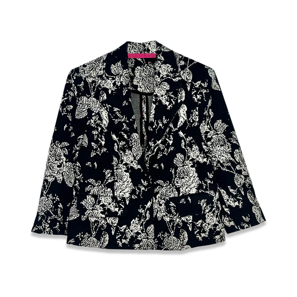 SAMPLE - Knit Boxy Blazer - Abstract Rose