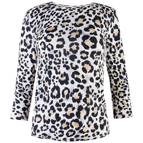 Shaped Knit Tee in Neutral Leopard
