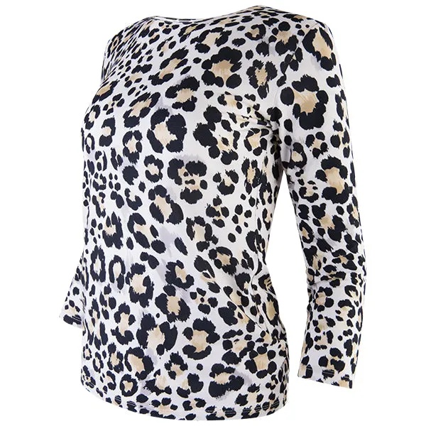 Shaped Knit Tee in Neutral Leopard