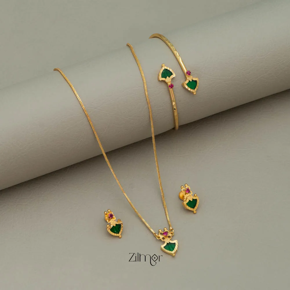 Simple Palakka Necklace Set with Matching Bangle