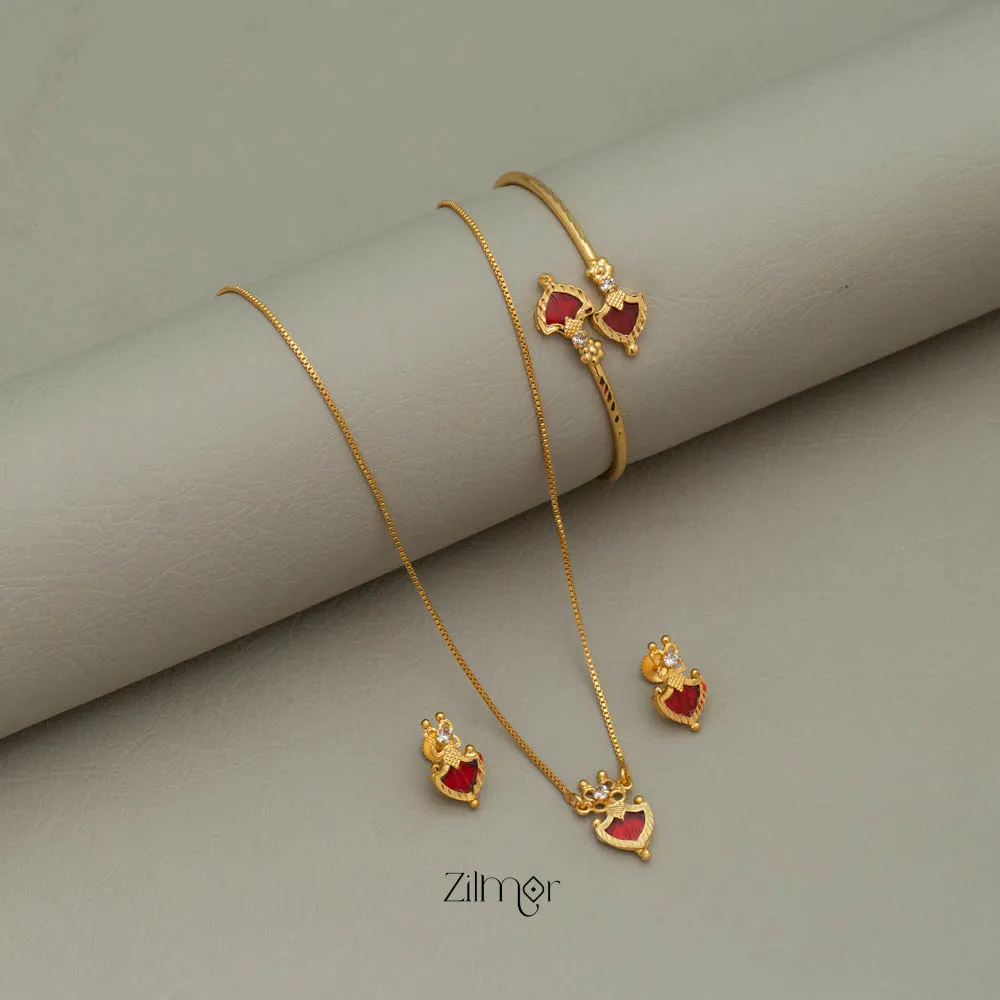 Simple Palakka Necklace Set with Matching Bangle