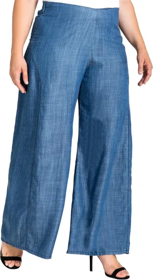 Standards & Practices Women’s Plus Size Tencel Denim Wide Leg Palazzo Pants Casual Style