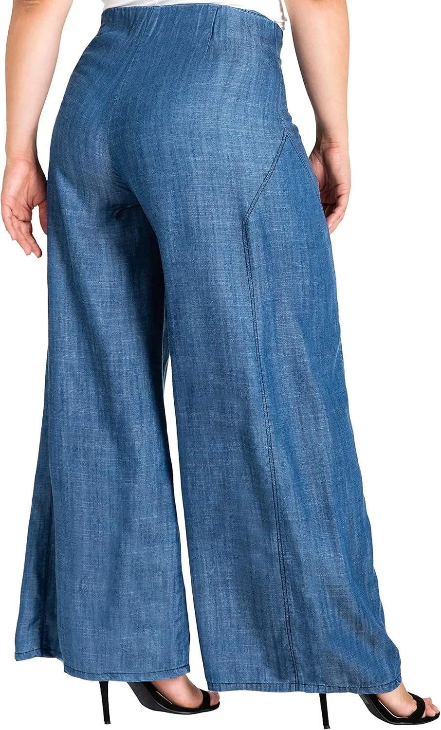 Standards & Practices Women’s Plus Size Tencel Denim Wide Leg Palazzo Pants Casual Style