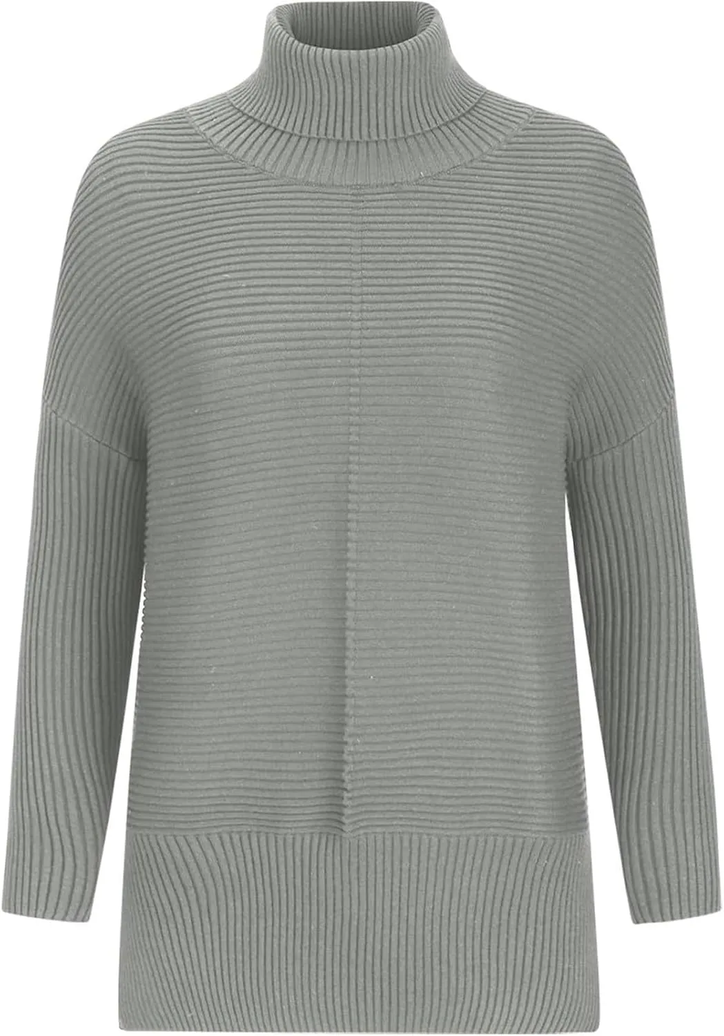 Sweaters for Women Casual Solid Ribbed Sweater Long Sleeve Turtleneck Pullover Fall Oversized Side Split Hem Shirts