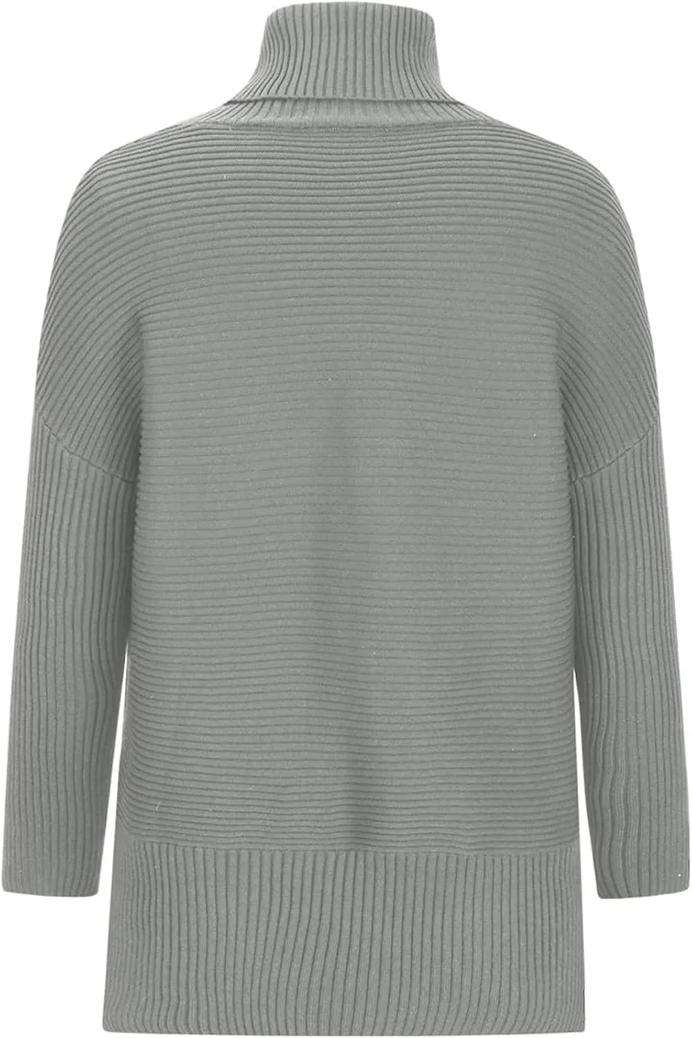 Sweaters for Women Casual Solid Ribbed Sweater Long Sleeve Turtleneck Pullover Fall Oversized Side Split Hem Shirts