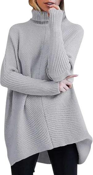 Sweaters Womens Oversized Turtleneck Batwing Long Sleeve Casual Cozy Baggy Knit Pullover Tunic Sweater 2024 Fall Outfits