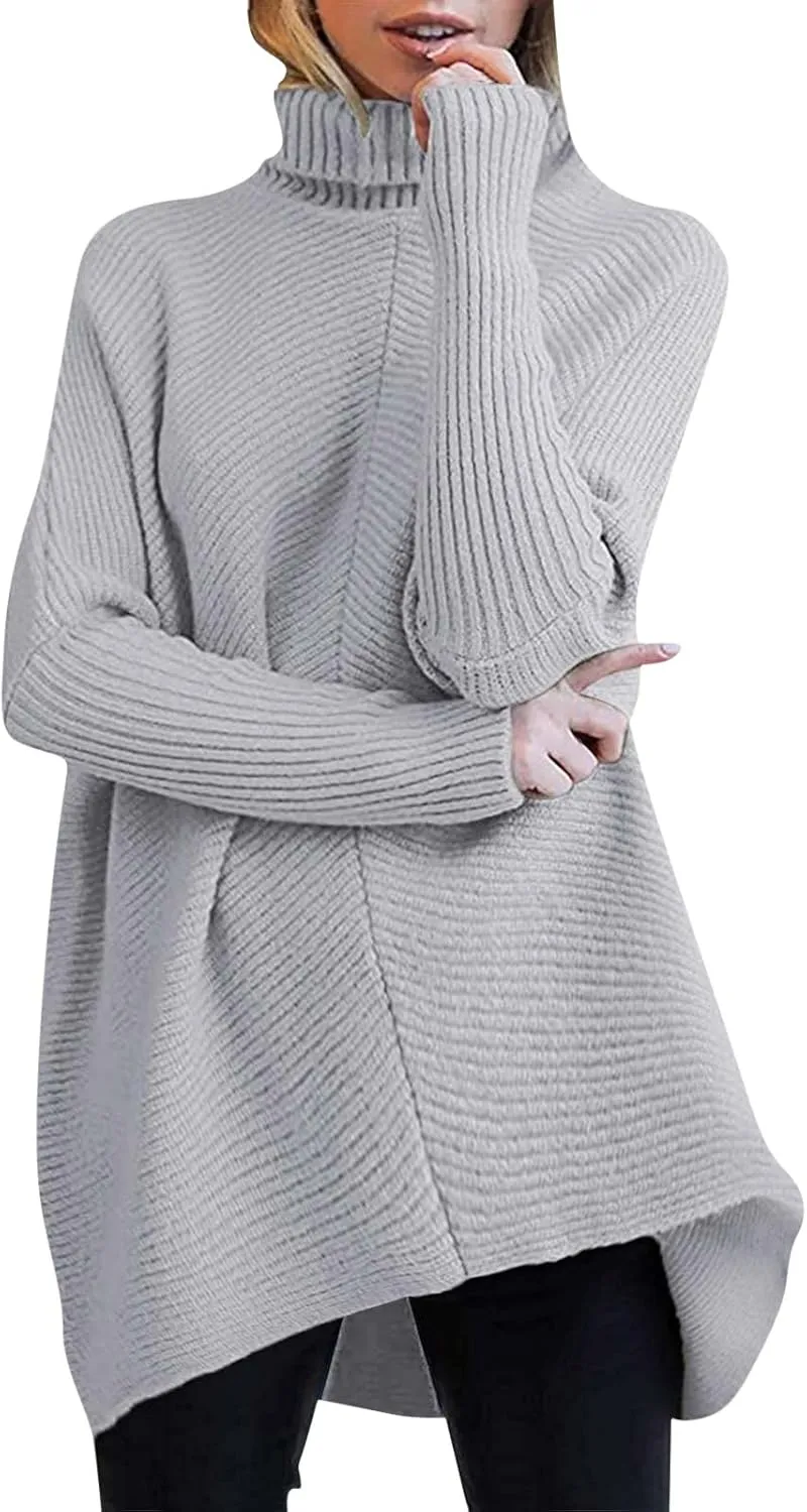 Sweaters Womens Oversized Turtleneck Batwing Long Sleeve Casual Cozy Baggy Knit Pullover Tunic Sweater 2024 Fall Outfits