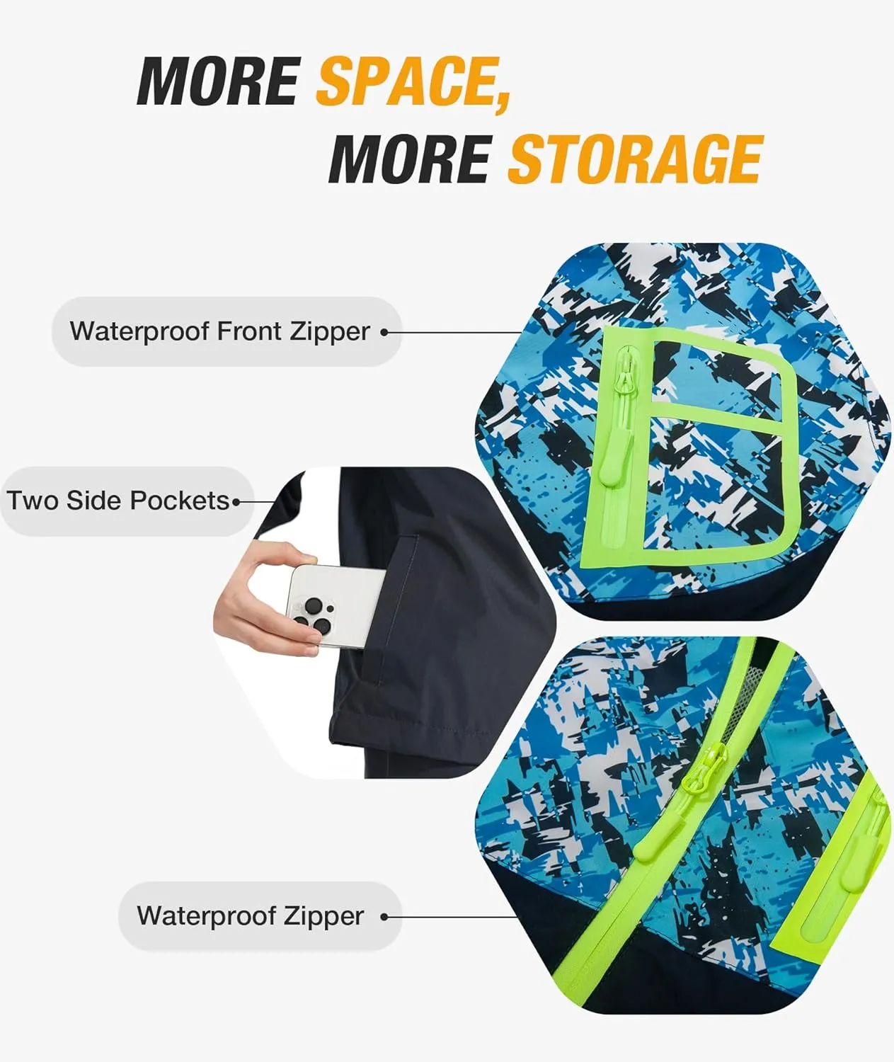 SWISSWELL Kid's Rain Jacket Youth Boys and Girls Lightweight Waterproof with Detachable Hooded Raincoat for School