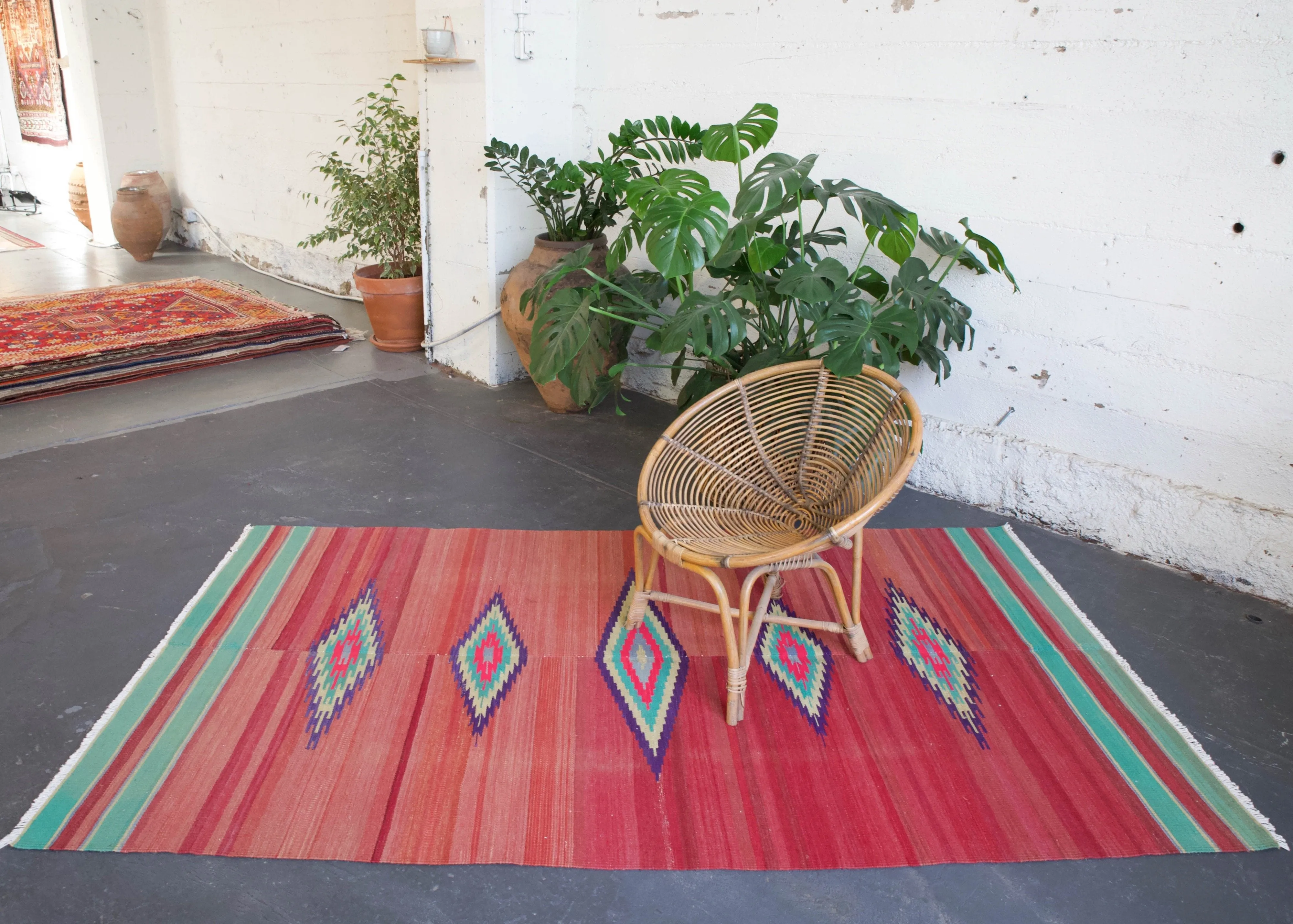 Vintage Turkish Aegean Kilim Rug 4'9"x8'3"