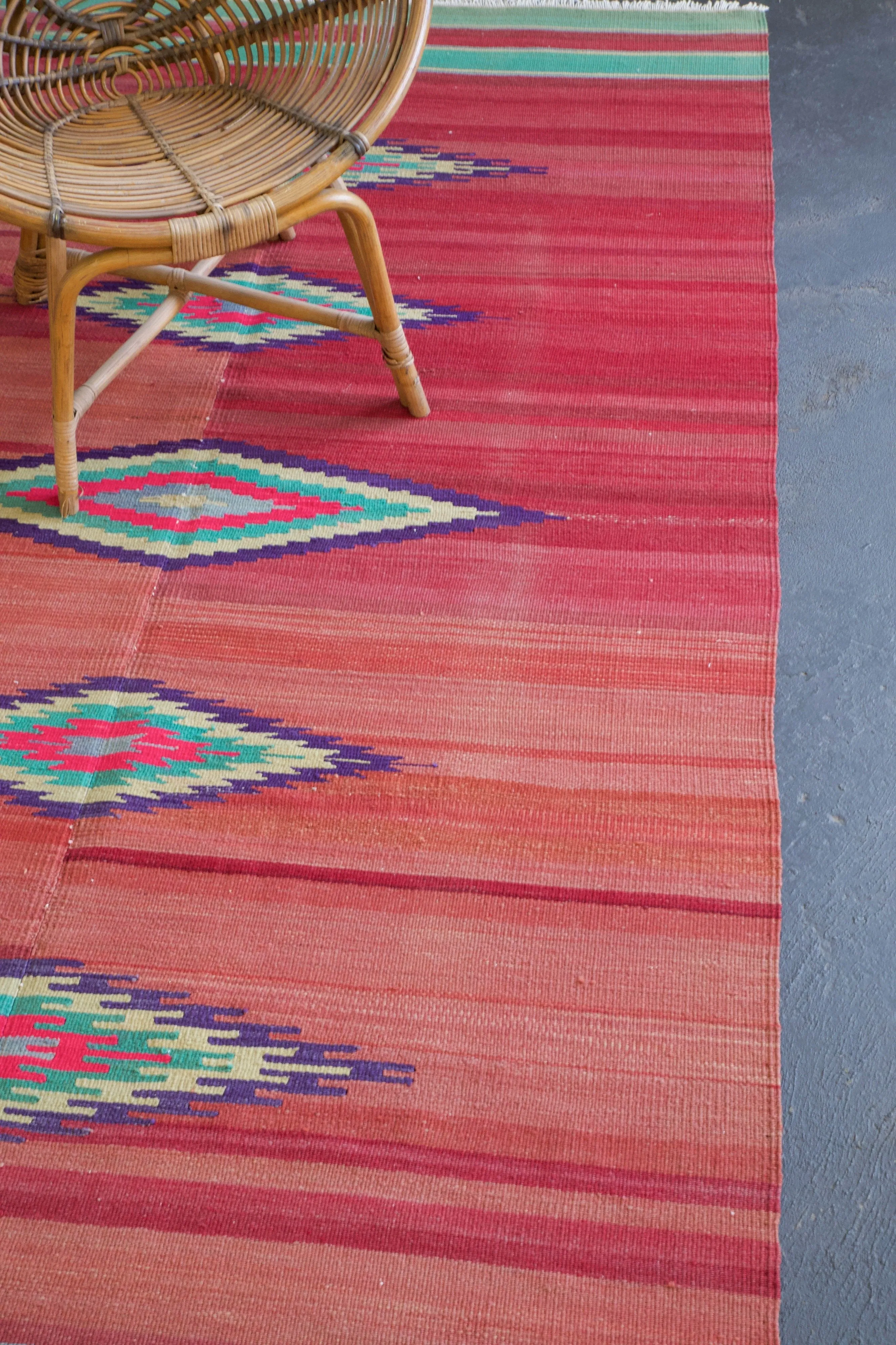 Vintage Turkish Aegean Kilim Rug 4'9"x8'3"