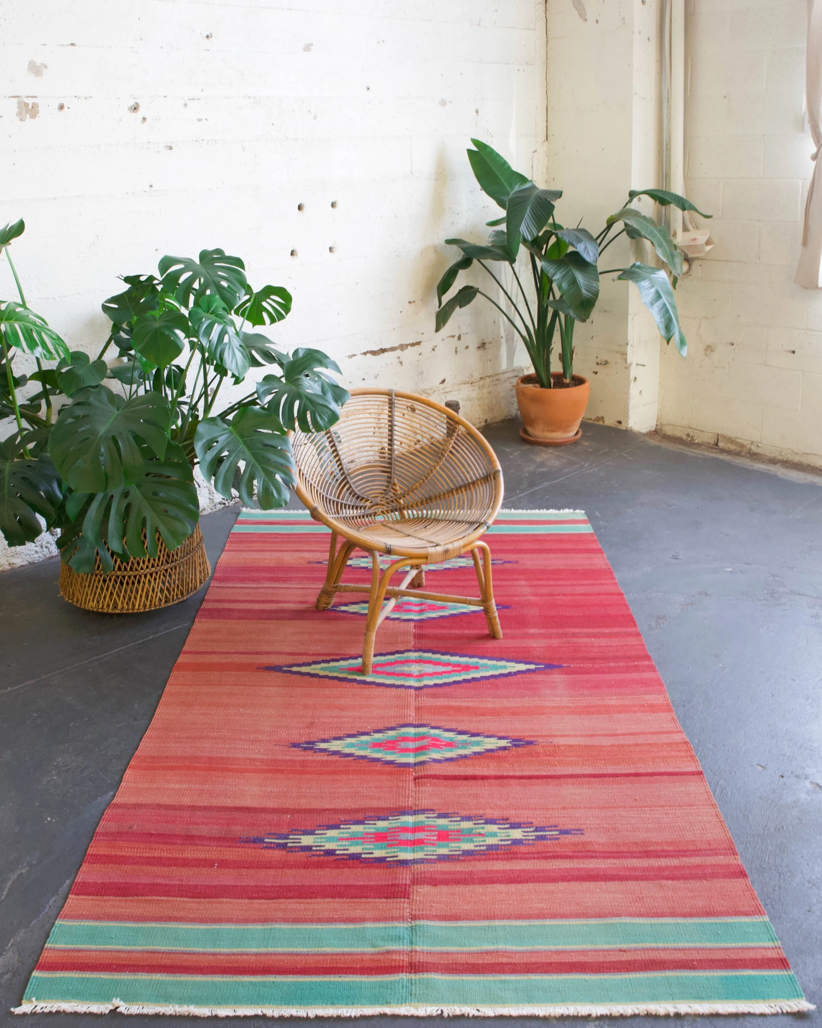 Vintage Turkish Aegean Kilim Rug 4'9"x8'3"