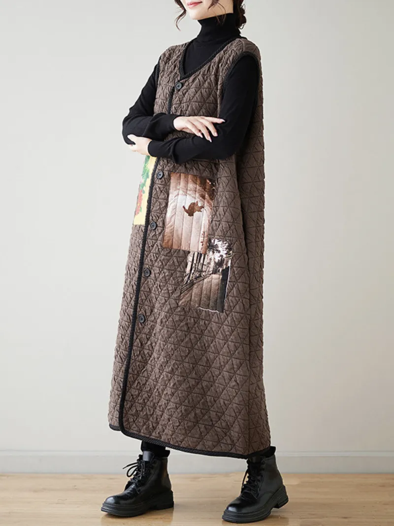 Women’s Relaxed Fit Modern Patch Sleeveless Coat