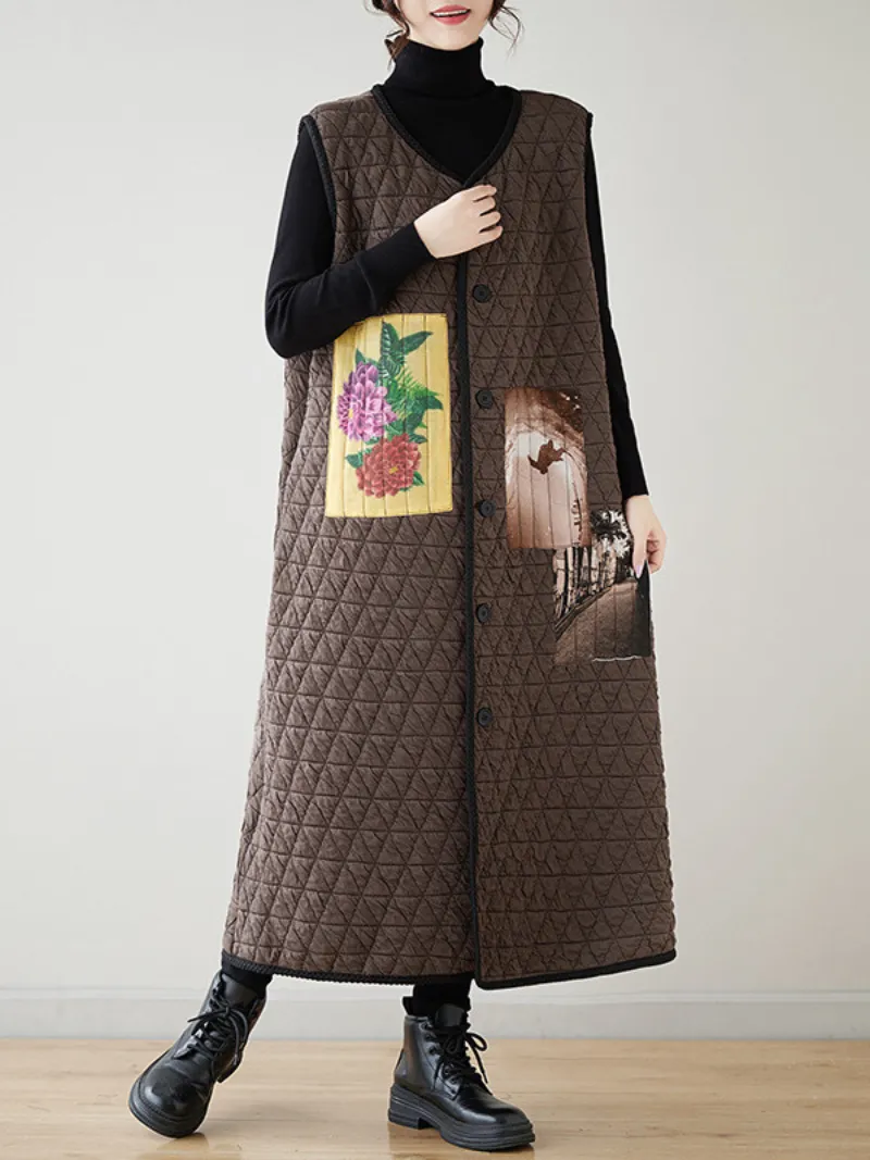 Women’s Relaxed Fit Modern Patch Sleeveless Coat