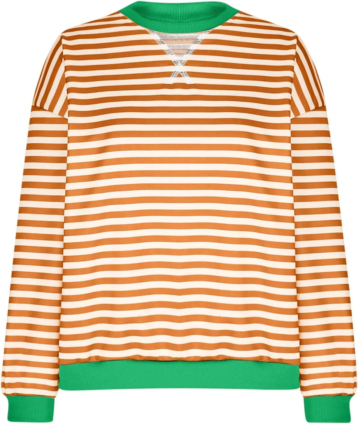 Womens Sweatshirt Casual Striped Color Block Crewneck Pullover Tops Fleece Soft Cofmy Clothes 2024 Fshion Fall Tops
