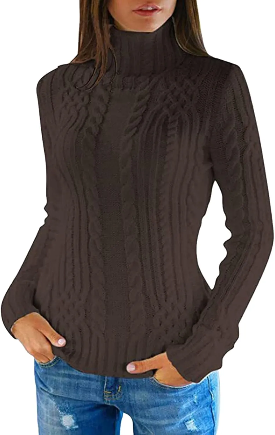 Womens Turtleneck Long Sleeve Shirts Winter New Thickened Korean Women's Solid Color Pullover Loose Knitted Long