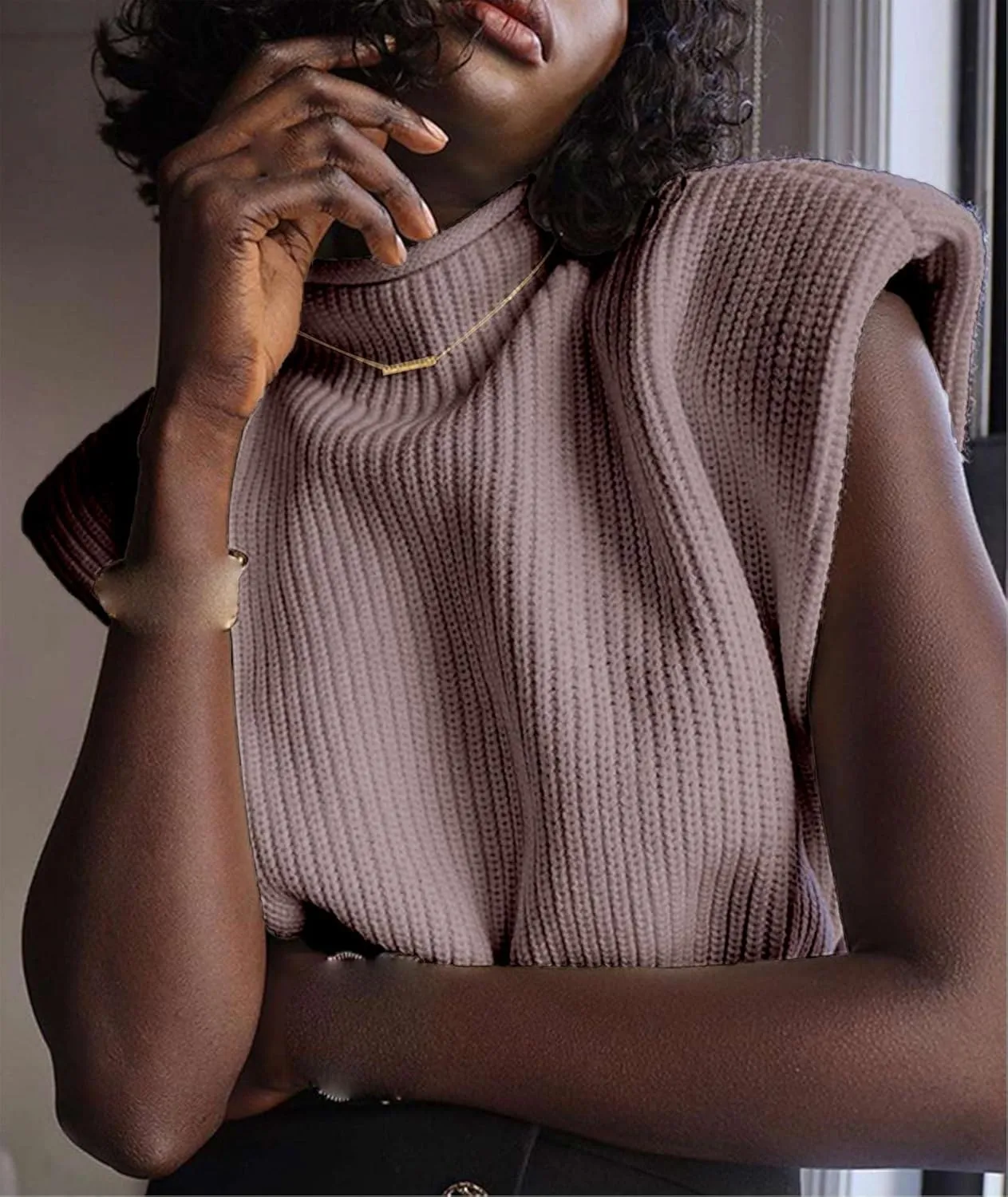 xxxiticat Women's Cap Sleeve Sweater Vest Mock Neck Knit Pullover Tank Shirt 2025 Trendy Spring Summer Sleeveless Cute Top